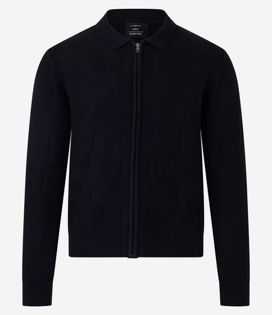 Suéter Abierto Boxy en Algodón con Textura de Cuadros 5