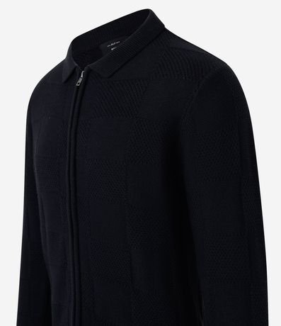 Suéter Abierto Boxy en Algodón con Textura de Cuadros 6