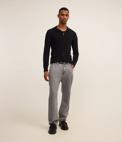 Suéter Abierto Boxy en Algodón con Textura de Cuadros 2