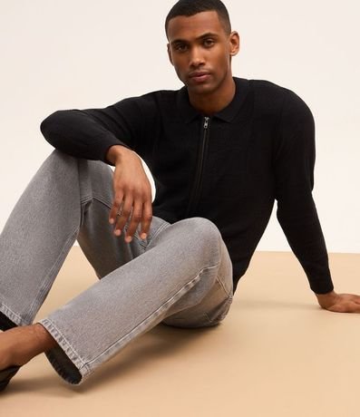 Suéter Abierto Boxy en Algodón con Textura de Cuadros 3