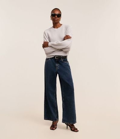 Blusa en Punto con Mangas Abullonadas y Piedritas 3