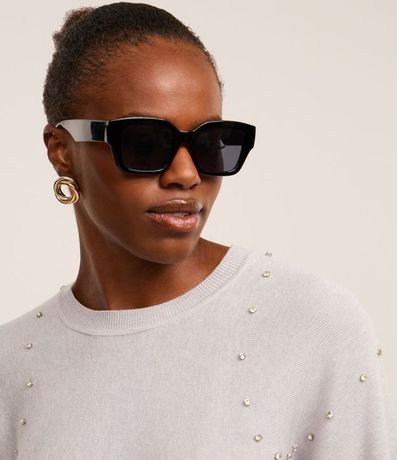 Blusa en Punto con Mangas Abullonadas y Piedritas 4