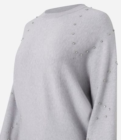 Blusa en Punto con Mangas Abullonadas y Piedritas 6