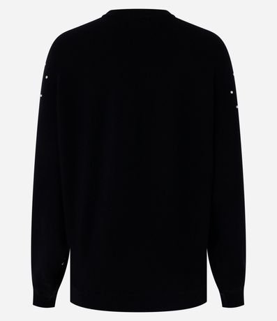 Blusa en Punto con Mangas Abullonadas y Piedritas 7