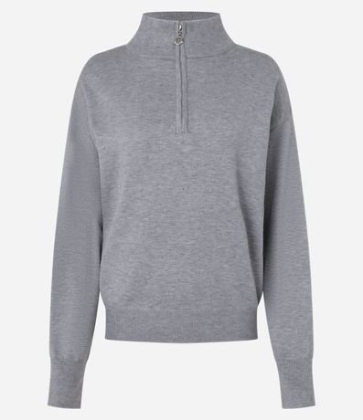 Suéter en Punto con Cremallera en Cuello Alto y Brillos Aplicados 6