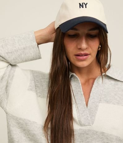 Suéter Listrado en Punto con Cuello Polo y Caída Pesada 4