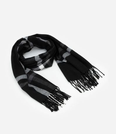 Bufanda en Punto con Estampa de Cuadros y Franjas 1