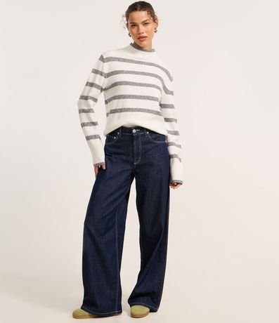 Suéter en Punto con Cuello y Rayas 2