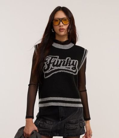 Chaleco en Punto con Estampa Funky