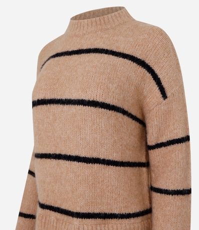 Suéter Listrado en Punto con Bajo Efecto Camisa 6