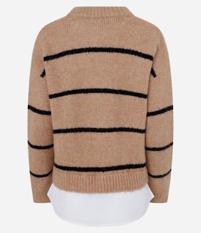 Suéter Listrado en Punto con Bajo Efecto Camisa 7