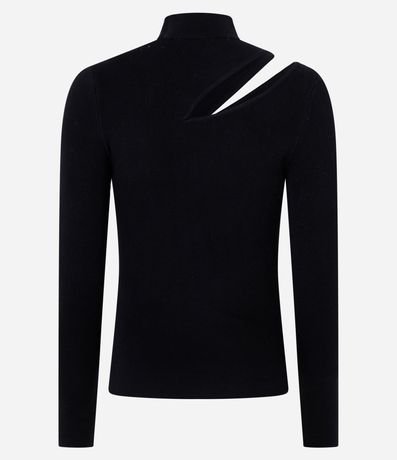 Blusa Ajustada en Punto Leve con Cuello Alto y Abertura en el Hombro 7