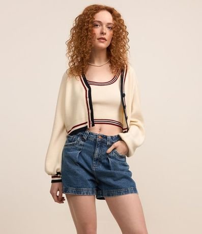 Short Baggy en Jeans con Cintura Interno Rayado 2