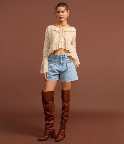 Short Baggy Jeans con Cintura Interno Vichy 5