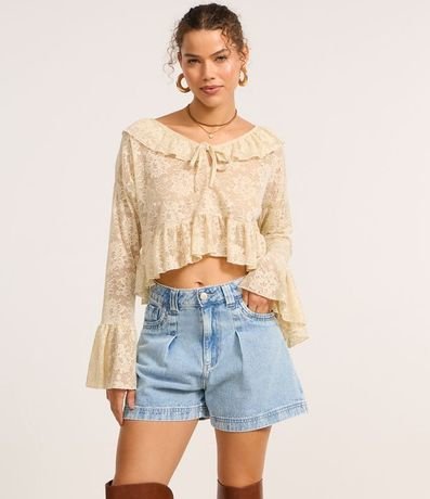 Short Baggy Jeans con Cintura Interno Vichy 2