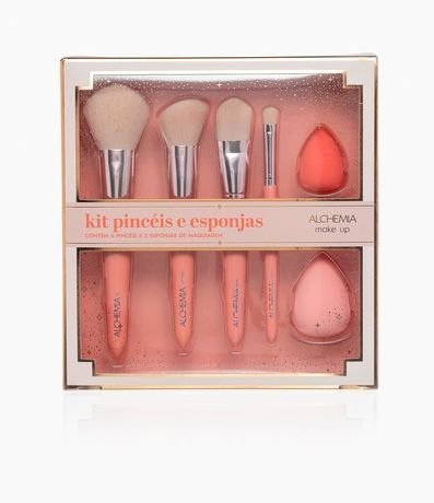 Conjunto 04 Brochas de Maquillaje + 02 Esponjas Alchemia