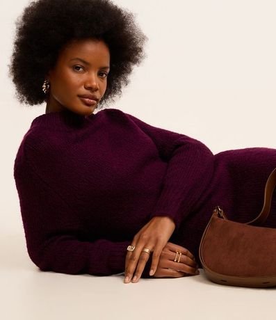 Vestido New Midi en Punto con Cuello Alto Acanalada 8