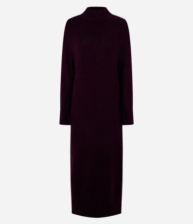 Vestido New Midi en Punto con Cuello Alto Acanalada