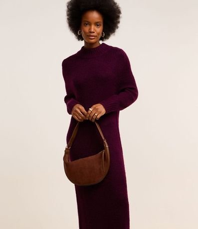 Vestido New Midi en Punto con Cuello Alto Acanalada 2