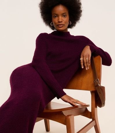 Vestido New Midi en Punto con Cuello Alto Acanalada 7