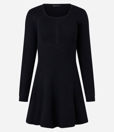 Vestido Corto de Punto Acanalado con Escote Cuadrado 6