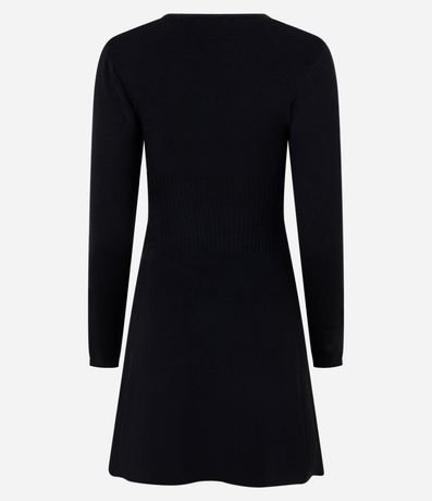 Vestido Corto de Punto Acanalado con Escote Cuadrado 8