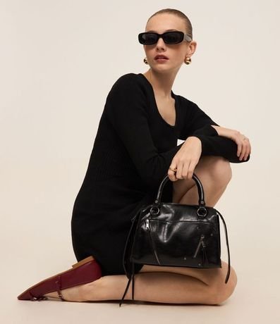 Vestido Corto de Punto Acanalado con Escote Cuadrado 5