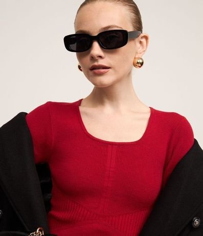 Vestido Corto de Punto Acanalado con Escote Cuadrado 5