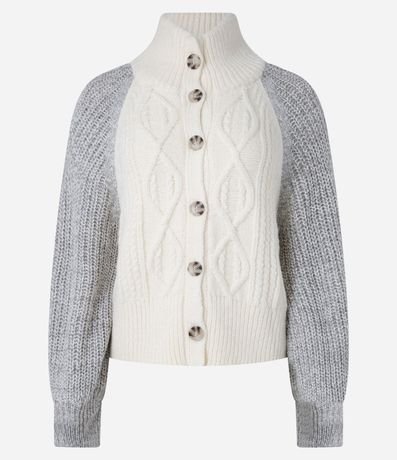 Cardigan en Punto con Abotonado Delantero y Mangas Contrastantes 6