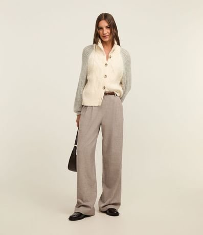 Cardigan en Punto con Abotonado Delantero y Mangas Contrastantes 3