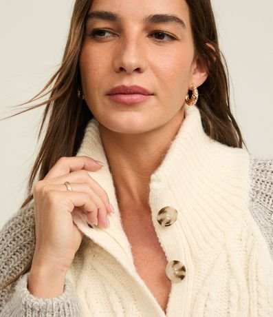 Cardigan en Punto con Abotonado Delantero y Mangas Contrastantes 5