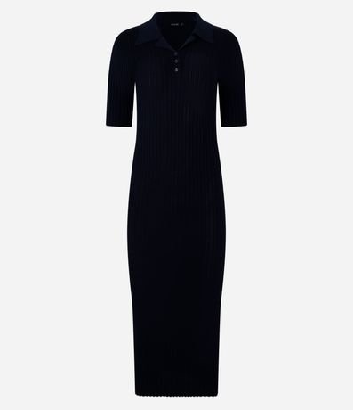 Vestido Long Midi en Punto con Cuello Polo 6