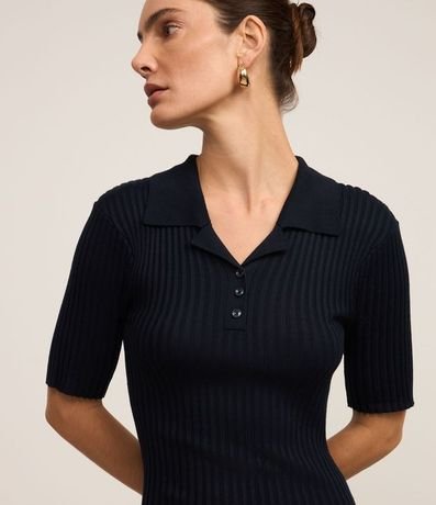 Vestido Long Midi en Punto con Cuello Polo 4