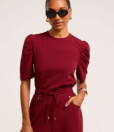 Blusa en Crepé con Manga Abullonada y Cierre en la Espalda 1