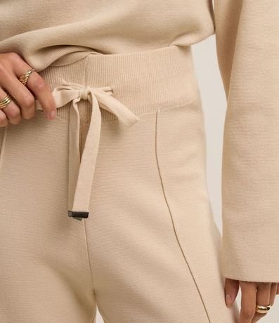 Pantalón Wide Leg en Punto con Cintura de Rib y Frisos 4