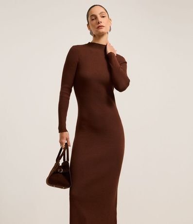 Vestido Long Midi en Punto con Cuello Alto 2