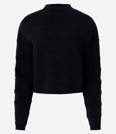 Suéter en Punto con Cuello Alto y Textura Jacquard de Rayas