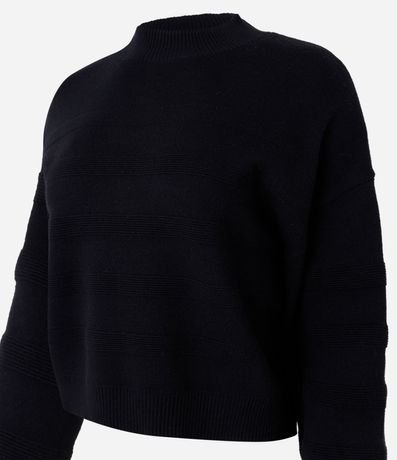 Suéter en Punto con Cuello Alto y Textura Jacquard de Rayas 2