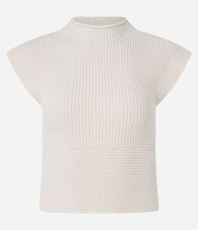 Blusa Ajustada en Punto con Cuello Alto y Hombrera 7