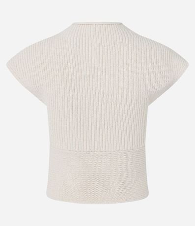 Blusa Ajustada en Punto con Cuello Alto y Hombrera 9