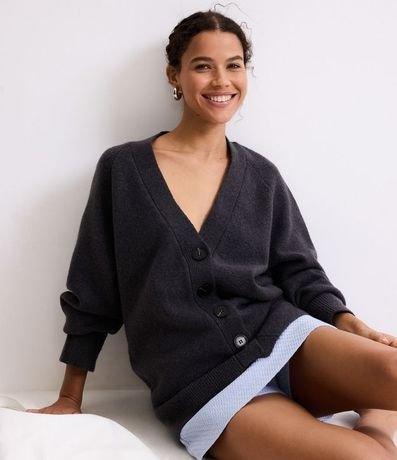 Cardigan Oversized en Punto con Caimento Pesado