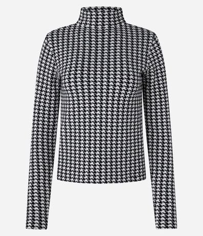 Suéter en Jacquard con Cuello Alto y Estampa de Cuadros Pied de Poule 6