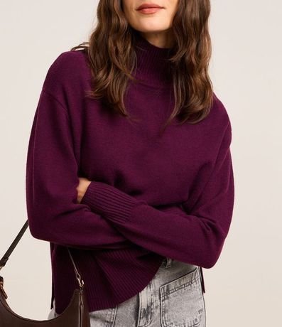 Suéter en Punto con Cuello Alto y Detalles Acanalado 4