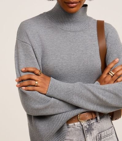 Suéter en Punto con Cuello Alto y Detalles Acanalado 4