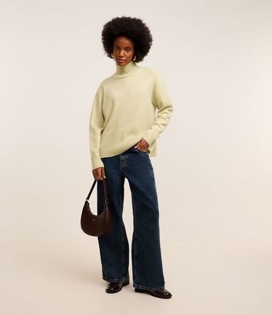 Suéter en Punto con Cuello Alto y Detalles Acanalado 2