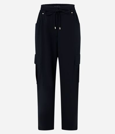 Pantalón Carrot Cintura Alta en Crepé con Bolsillos Cargos 6