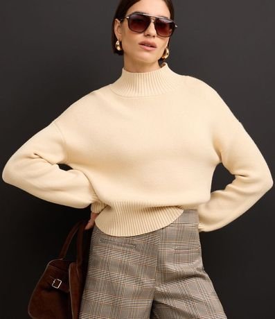 Blusa de Punto con Cuello Alto y Detalle Acanalado 1