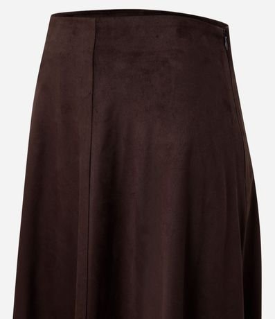 Pollera Evasê New Midi en Gamuza con Recortes y Cintura Alta 6