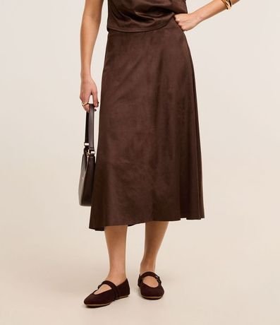 Pollera Evasê New Midi en Gamuza con Recortes y Cintura Alta 3