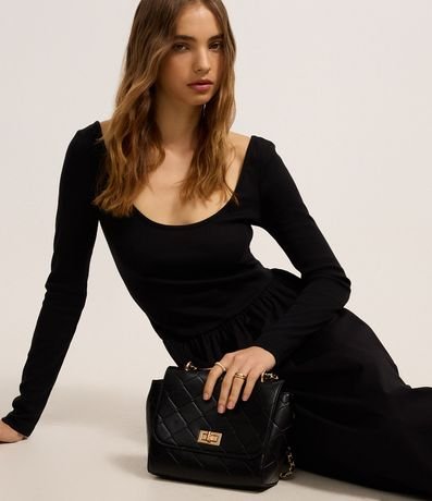 Vestido Largo Midi en Rib y Tricolina con Escote U 5